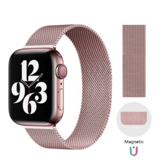 NEW Pink Gold Magnetic Stainless For Apple Watch - Picture 2 of 7